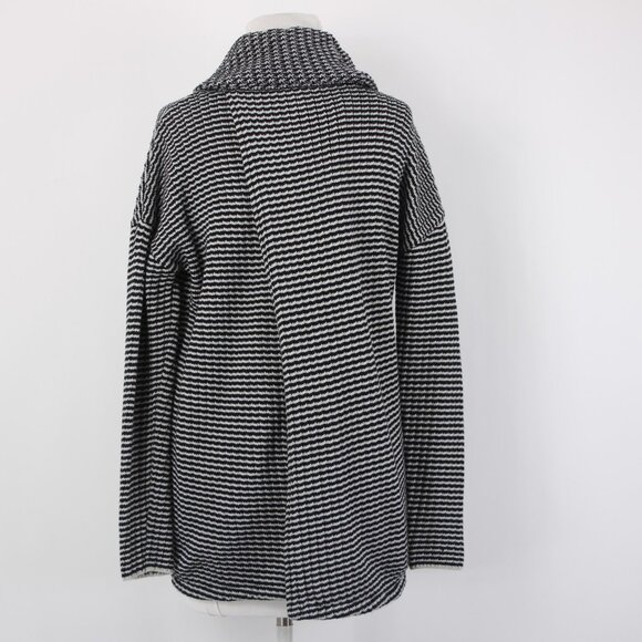 Cabi Sweater Sz S Black White Turtleneck Open Back Overlap 100% Cotton Sweater - Picture 7 of 16